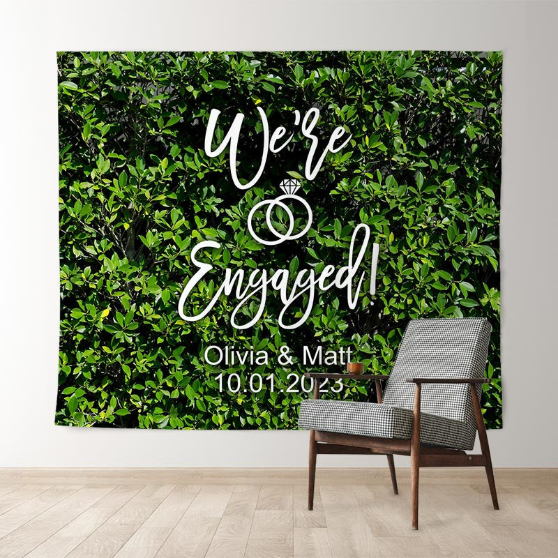 Lofaris Personalized Grass Wall Wedding Photo Backdrop