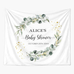 Lofaris Personalized Greenery Wreath Party Backdrop for Baby Shower