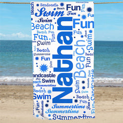 Lofaris Personalized Heart Name Summertime Swim Beach Towel