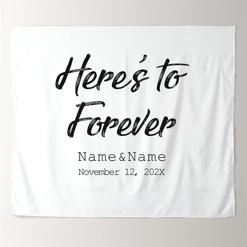 Lofaris Personalized Here to Forever Wedding Reception Backdrop