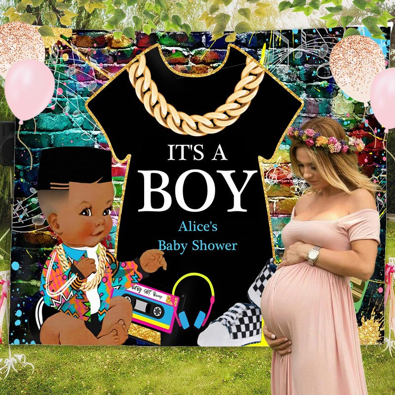 Lofaris Personalized Hip Hop Graffiti Baby Shower Backdrop