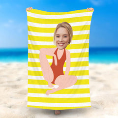 Lofaris Personalized Hormonal Woman Summer Beach Towel With Face