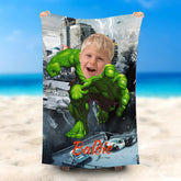 Lofaris Personalized Hulk Broken City Beach Towel For Boys