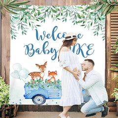 Lofaris Personalized Leaves Animals Safari Baby Shower Backdrop