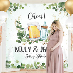 Lofaris Personalized Leaves Beer Bottle Baby Shower Backdrop