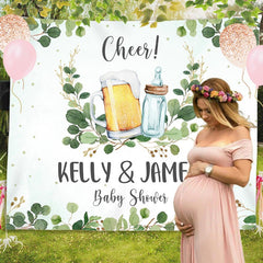 Lofaris Personalized Leaves Beer Bottle Baby Shower Backdrop