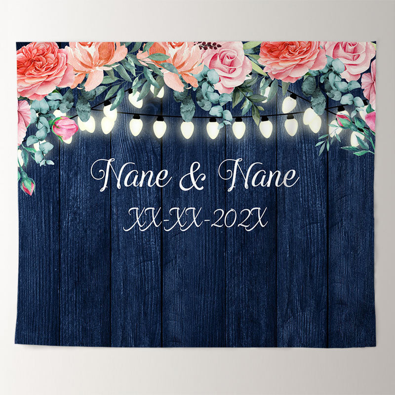 Lofaris Personalized Lights Flower Wedding Backdrop Decor