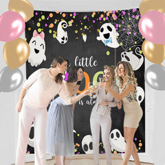 Lofaris Personalized Little Boo Black Gender Reveal Backdrop