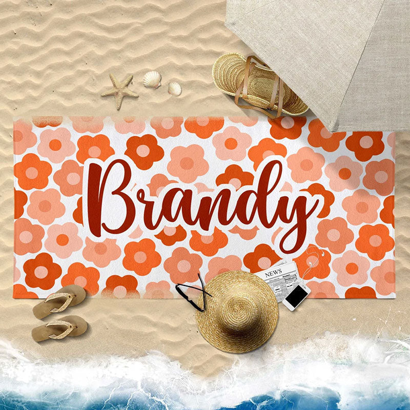 Lofaris Personalized Little flowers And Name Summer Beach Towel