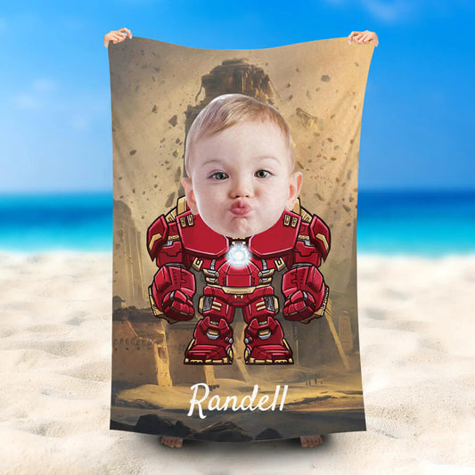 Lofaris Personalized Little Ironboy Loess Ruins Beach Towel