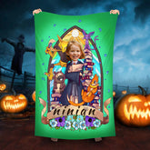 Lofaris Personalized Magic Girl Green Beach Towel With Photo