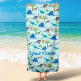 Lofaris Personalized Name And Dinosaur Summer Beach Towel