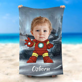 Lofaris Personalized Name Cool Iron Boy Tank Beach Towel