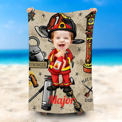Lofaris Personalized Name Fireman Annihilator Beach Towel