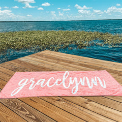 Lofaris Personalized Name Solid Color Beach Towel as Gift