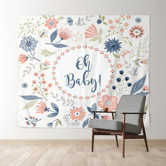 Lofaris Personalized Oh Baby Flowers Shower Backdrop