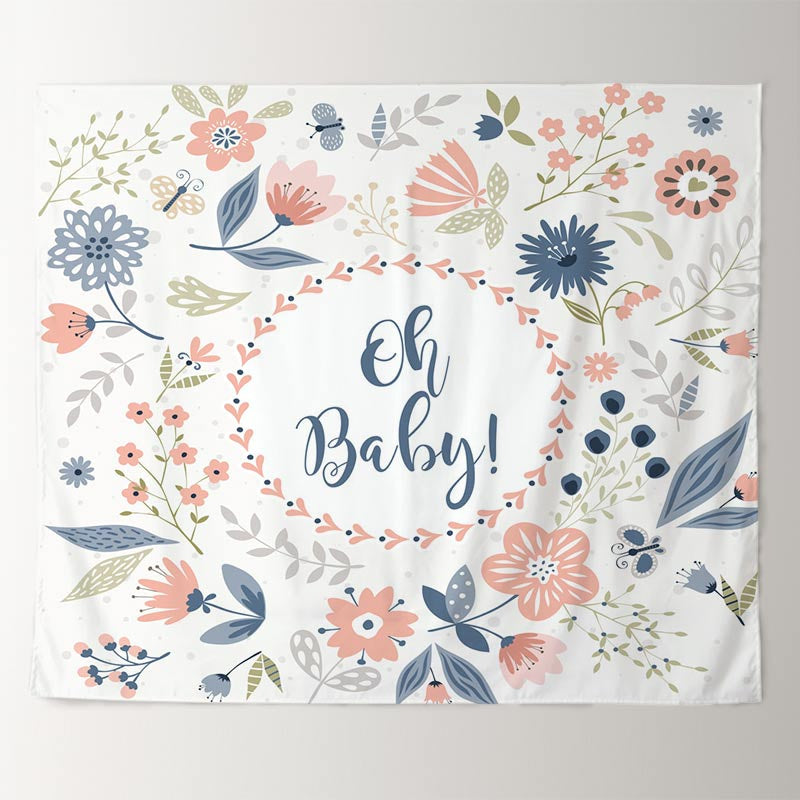 Lofaris Personalized Oh Baby Flowers Shower Backdrop