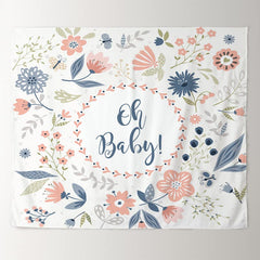 Lofaris Personalized Oh Baby Flowers Shower Backdrop