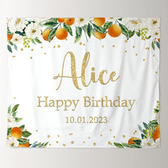 Lofaris Personalized Orange Gold Glitter Baby Shower Party Backdrops