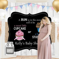 Lofaris Personalized Oven Cupcake Gender Reveal Backdrop