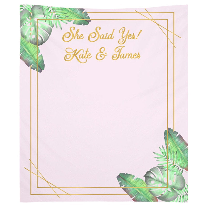 Lofaris Personalized Palm Leaves Bridal Shower Backdrop Banner