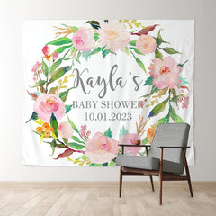 Lofaris Personalized Photo Booth Flowers Baby Shower Backdrop