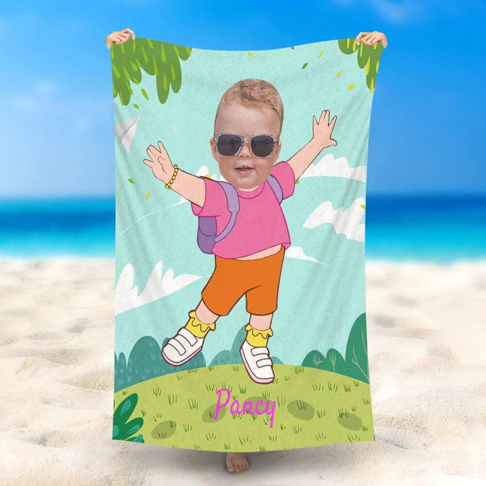 Lofaris Personalized Photo Face Summer Outing Beach Towel