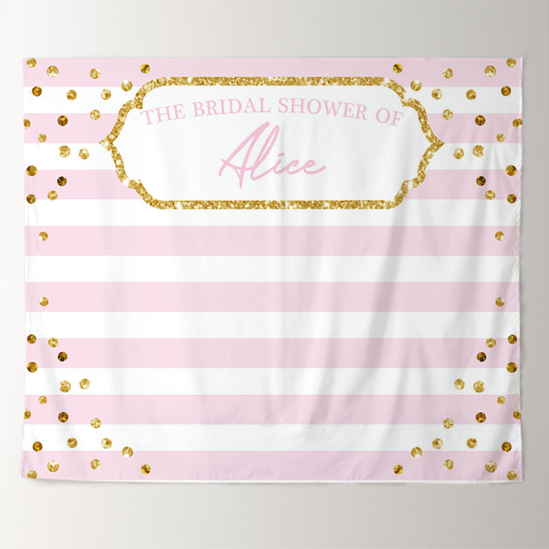 Lofaris Personalized Pink And White Stripe Bridal Shower Backdrop