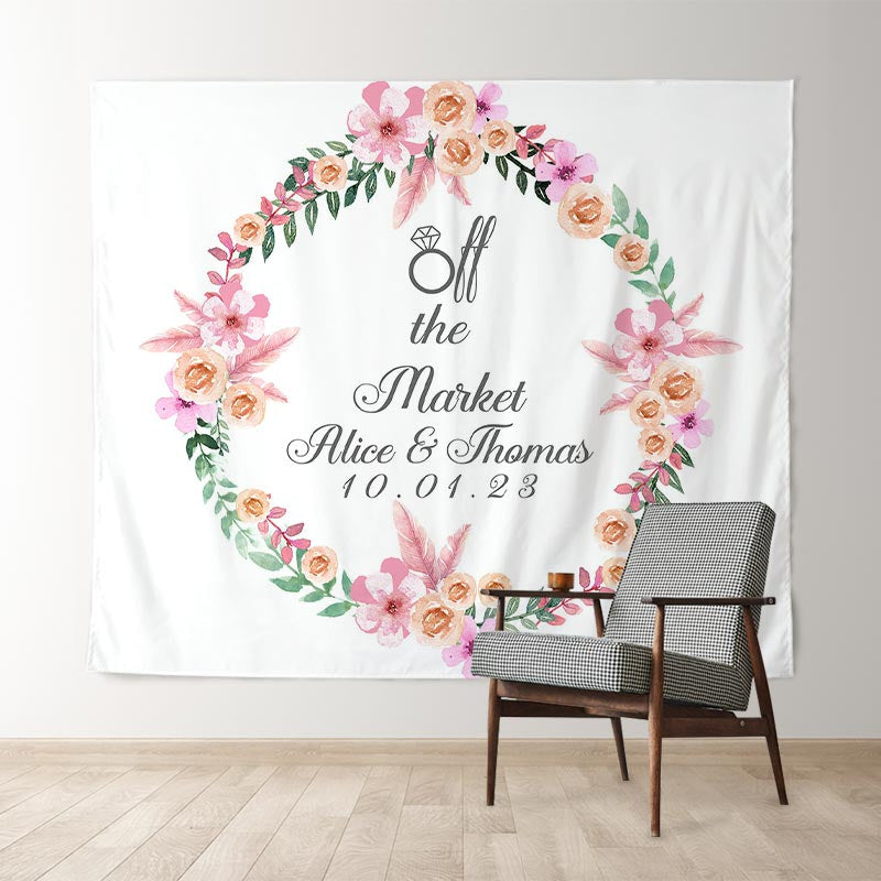 Lofaris Personalized Pink Floral Bridal Shower Backdrop