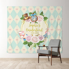 Lofaris Personalized Pink Floral Onederland Birthday Party Backdrop