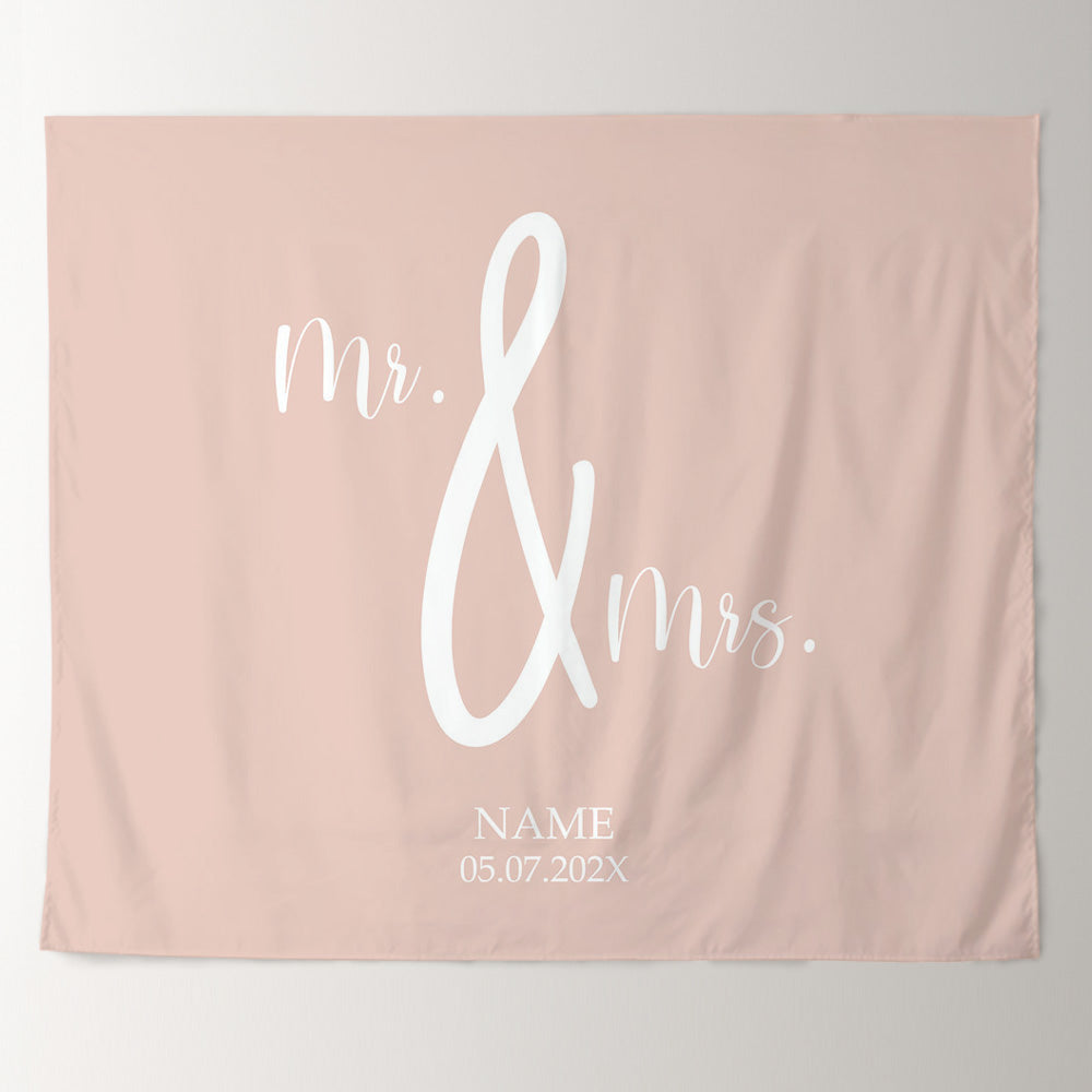 Lofaris Personalized Pink Mr And Mrs Wedding Backdrop Banner