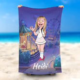 Lofaris Personalized Playground Girl Beach Towel With Photo