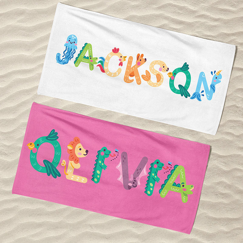 Lofaris Personalized Popular Colorful Name Summer Beach Towel