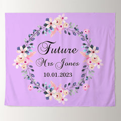 Lofaris Personalized Purple Wreath Bridal Shower Backdrop Decor