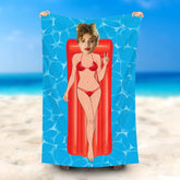Lofaris Personalized Red Bikini Girl Airbed Summer Beach Towel