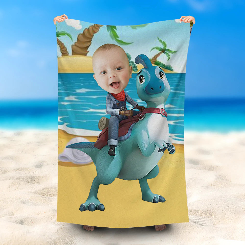 Lofaris Personalized Ride Paractenosaurus Boy Beach Towel