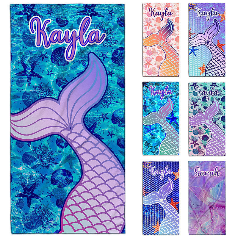 Lofaris Personalized Sea World Mermaid Beach Towel