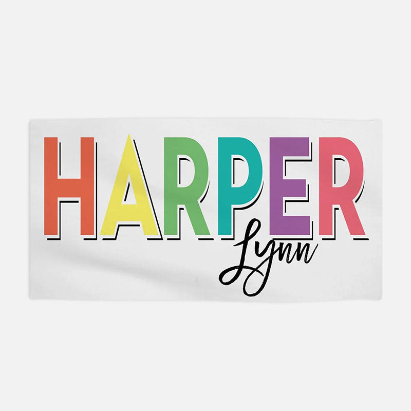 Lofaris Personalized Simple Colorful Name Summer Beach Towel