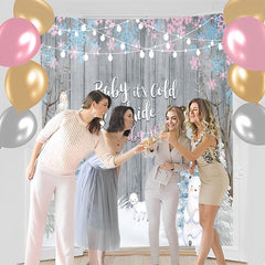 Lofaris Personalized Snow Animals Wood Baby Shower Backdrop