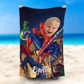 Lofaris Personalized Spiderman Fighting Brave Beach Towel