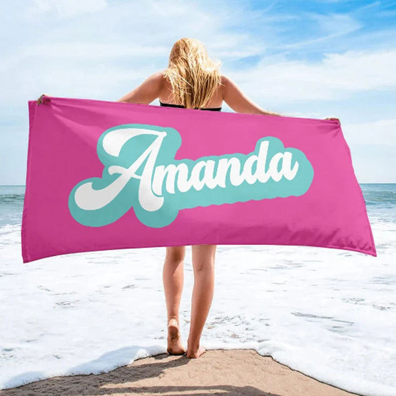 Lofaris Personalized Summer Name And Solid Color Beach Towel