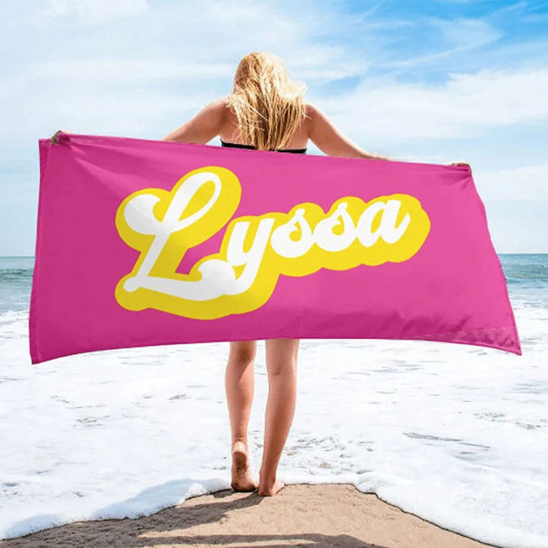 Lofaris Personalized Summer Name And Solid Color Beach Towel