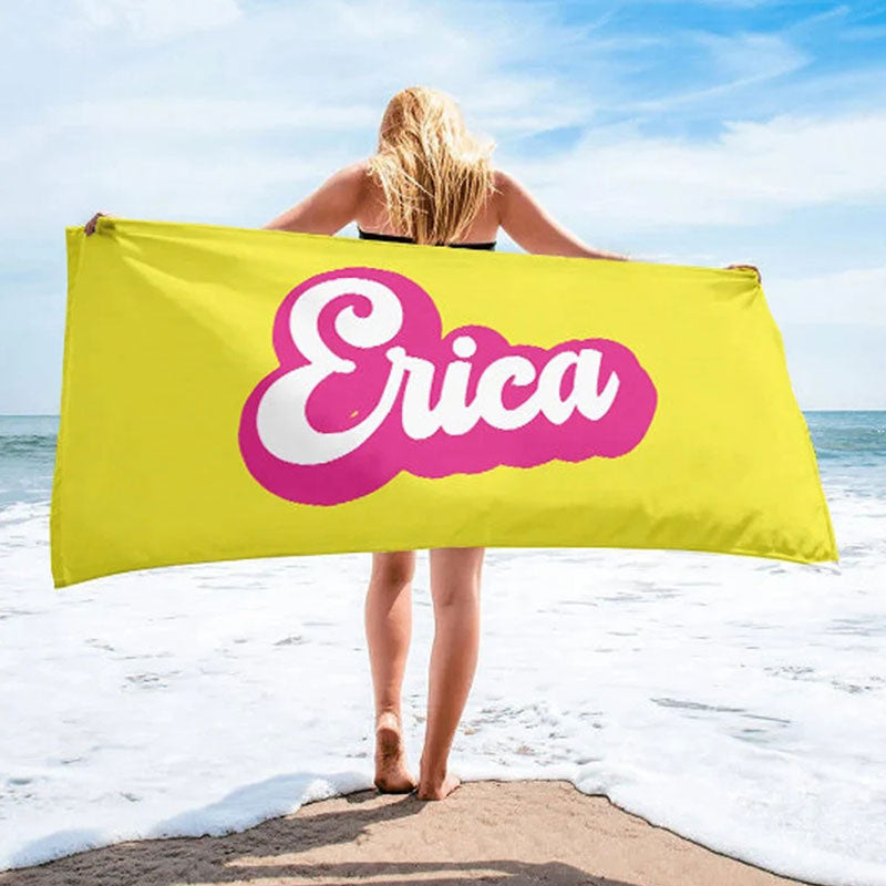 Lofaris Personalized Summer Name And Solid Color Beach Towel