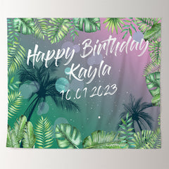 Lofaris Personalized Tropical Night Birthday Backdrop Banner