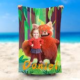 Lofaris Personalized Turning Red Mei Lee Bear Beach Towel