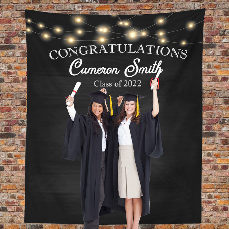 Lofaris Personalized Twinkle Lights Graduation Backdrop Decor