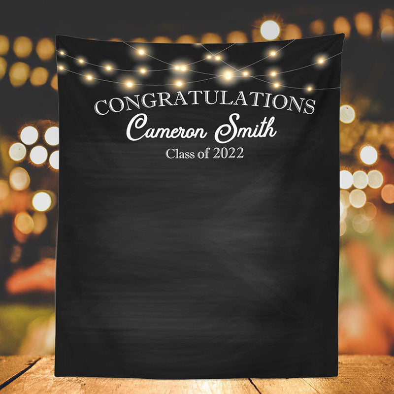 Lofaris Personalized Twinkle Lights Graduation Backdrop Decor