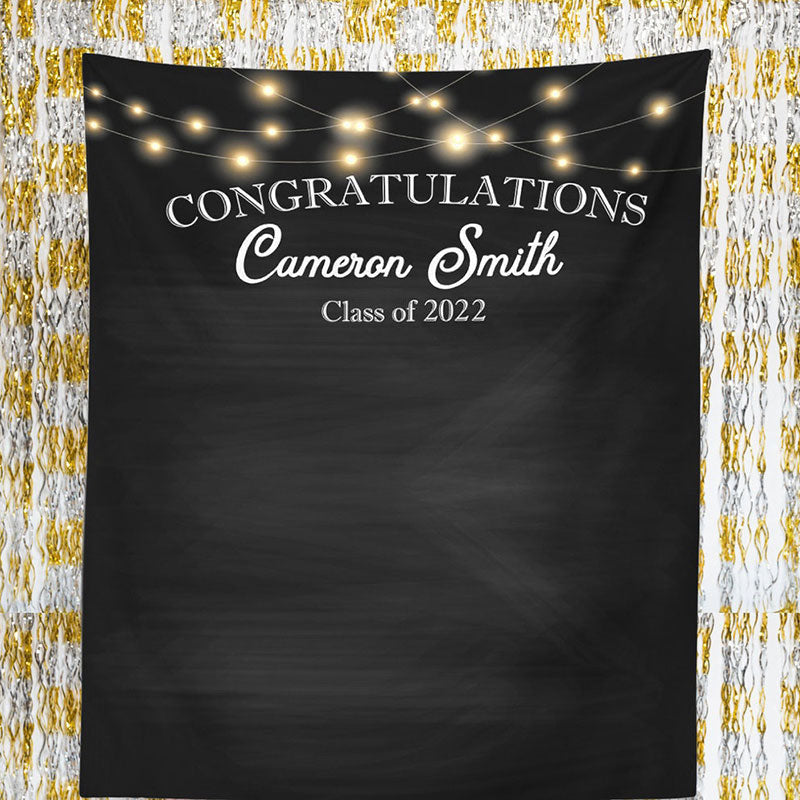 Lofaris Personalized Twinkle Lights Graduation Backdrop Decor
