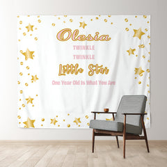 Lofaris Personalized Twinkle Little Star Birthday Backdrop Banner