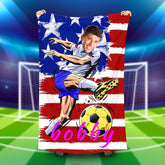 Lofaris Personalized Us Flag Football Summer Beach Towel